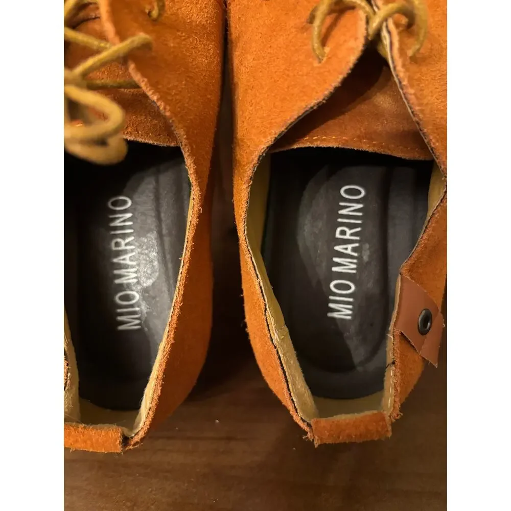 Stylish Mio Marino Men's Cognac Suede Oxford Derby Shoes US 9